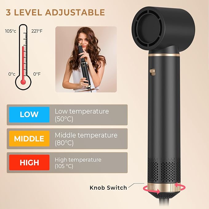 5 in 1 Blow Dryer Brush Upgrade Hair Dryer Brush Set Negative Ion Air Styler Curling Wrap Air Curler Hot Air Brush Curling Iron Hair Styling Tools As A Gift for Straight/Curl/Dry/Smooth