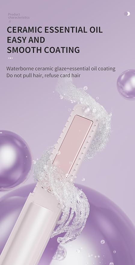 Wireless new Rechargeable Hair Straightener Portable Hair Care Does not Hurt Hair Styling Comb(ZY-1016 Cordless Hair Straightening Comb* (Coffee * Chinese Manual))