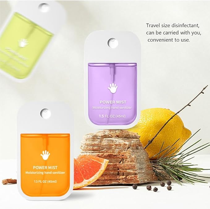 6PCS Hand Sanitizer Spray Pocket Power Mist Hydrating Hand Sanitizers Spray Travel Size Portable Hand Sanitizer Multi-Flavor for Adults and Kids