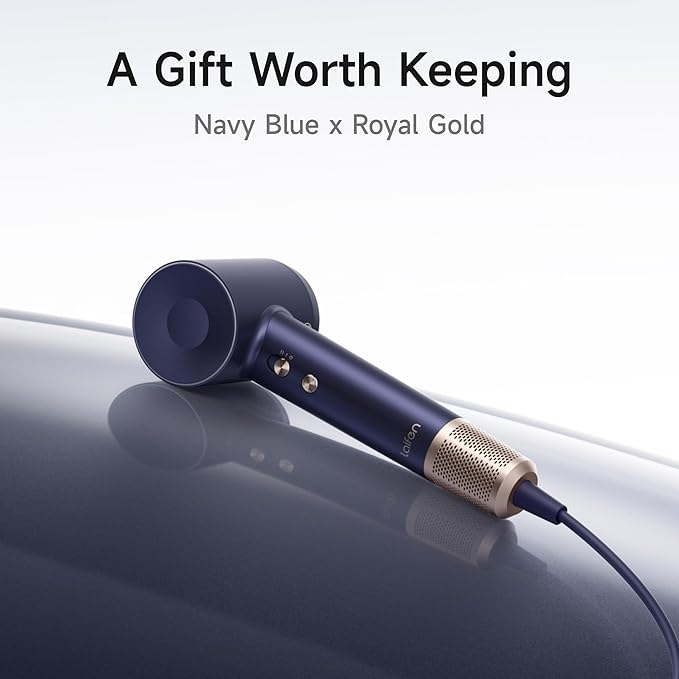 Laifen Premium High-Speed Hair Dryer Royal Blue Gift Box Professional Ionic Portable Blow Dryer with 110000 RPM Lightweight Low Noise 360° Magnetic Styling Attachment Wall Mount Gift Bag HD502