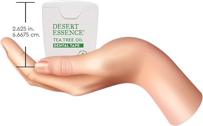 Desert Essence Tea Tree Oil Dental Tape - 30 Yards - Pack of 6 - Naturally Waxed w/Beeswax - Thick Flossing No Shred Tape - On The Go - Removes Food Debris Buildup - Cruelty-Free Antiseptic