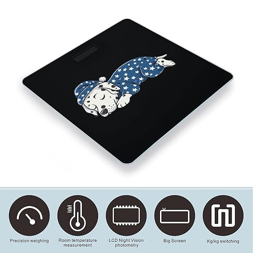 Sleeping Dalmatian Dog Digital Bathroom Scale for Body Weight Lighted LCD Display Round Corner