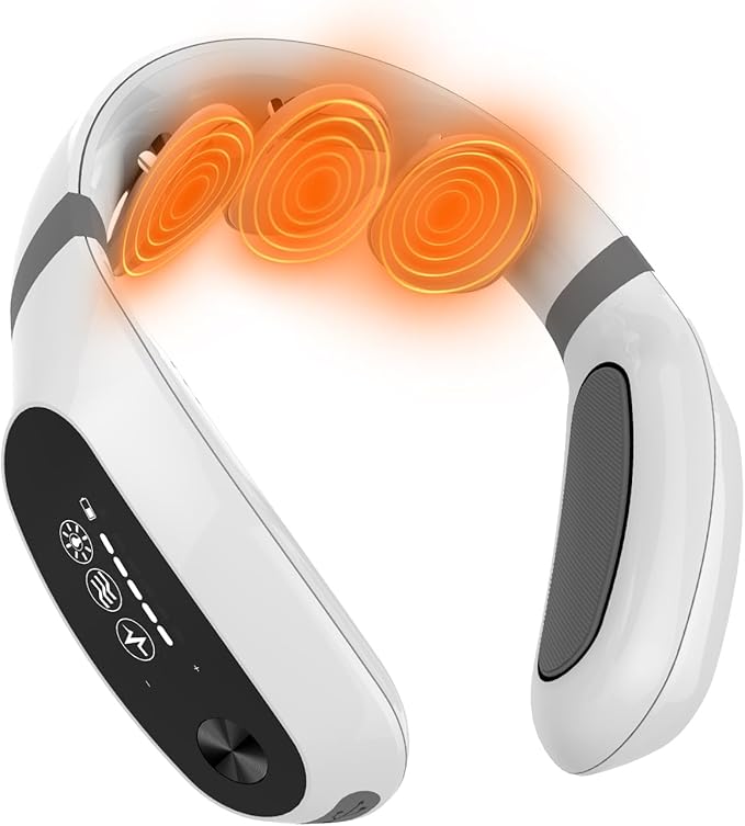 Neck Massager with Heat for Neck Pain Relief and Tension Electric Intelligent Massager with 3 Massage Pads Elderly-Friendly Design Gift Packaging