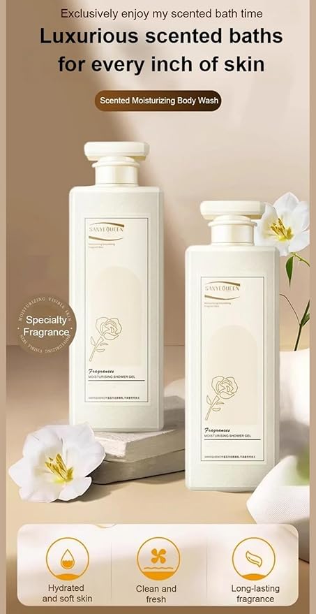 Perfumed Moisturizing Body Wash - SanyeQueen Fragrant Shower Gel Korean Fragrant Moisturizing Body Wash Fragrance Body Wash Scented Body Wash Long-Lasting Fragrance Shower Gel (300ML*2pcs)
