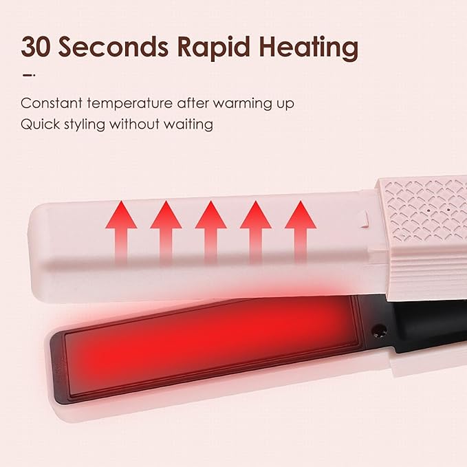 Cordless Hair Straighteners and Curler Travel Wireless Portable USB Rechargeable Straightener Mini Flat Iron Curling Wand with Ceramic Plate for All Hair Types (Color : Green)