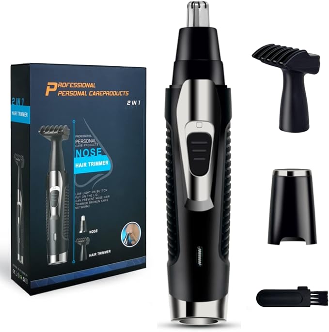 Nose Hair Trimmer Rechargeable Ear and Nose Hair Trimmer for Men Women Professional Painless Trimmer Clipper for Eyebrow Facial Ear Sideburns Washable Dual Edged Blade for Easy Cleansing Black