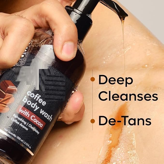 NS Coffee Body Wash with Cocoa | De-Tan &amp Deep Cleansing Shower Gel | Enriched with Vitamin E &amp in Energizing Aroma of Chocolate | Suitable for All Skin Types | For both Men &amp Women (200ml