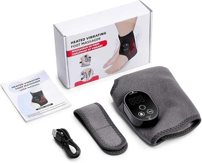 Foot and Ankle Massager for Pain Relief Ankle Heating Pad Foot Renew Triple Method Massager Rechargeable Cordless Design with 6 Heating 3 Massage Modes &amp Timer