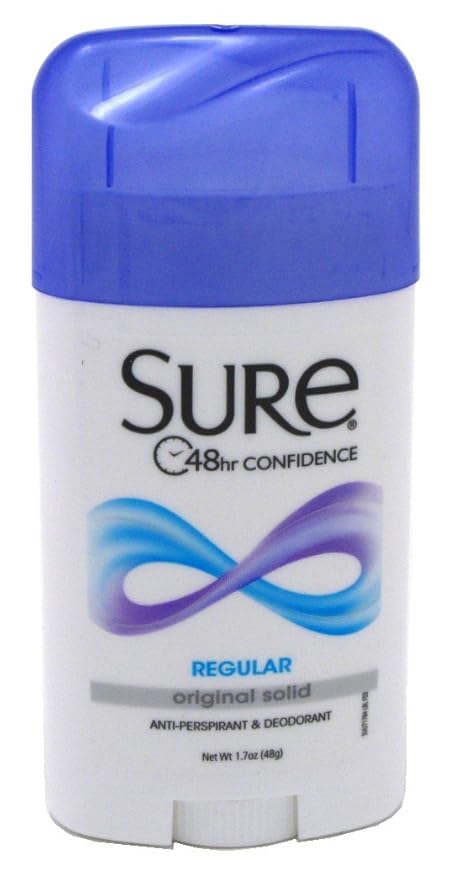 Sure Deodorant 1.7 Ounce Original Solid Regular (50ml) (6 Pack)