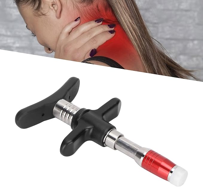 ZJchao Chiropractic Adjustment Tool 10 Levels Manual Single Head Spinal Massager Hand Back Massage Tool Gun Device Portable Chiropractic Adjustment Tool (Red)