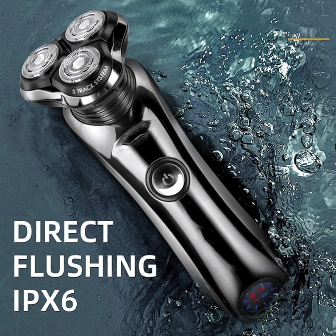 Men's Electric Shaver Waterproof 3D Rotary Shaver Fast Rechargeable with Intelligent Cleaning System Facial Shaver