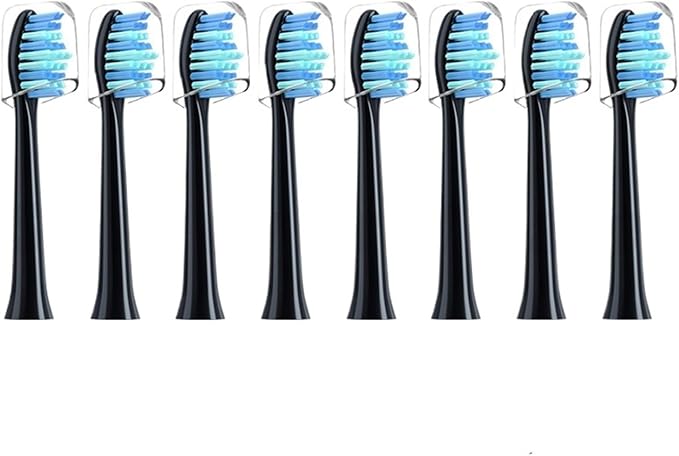 Suitable Compatible for SUMKYLE Electric Toothbrush Head EA320/EA315 Dupont Bristles Adult Replacement Replace Nozzles with Cover(8PCS Black)