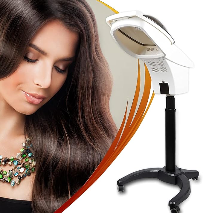 700W Stand Up Hair DryerColor Processor Machine Hair Heat LampsPortable Floor Hair Dryer Salon Hair Steamer with WheelsAdjustable Height LCD Panel