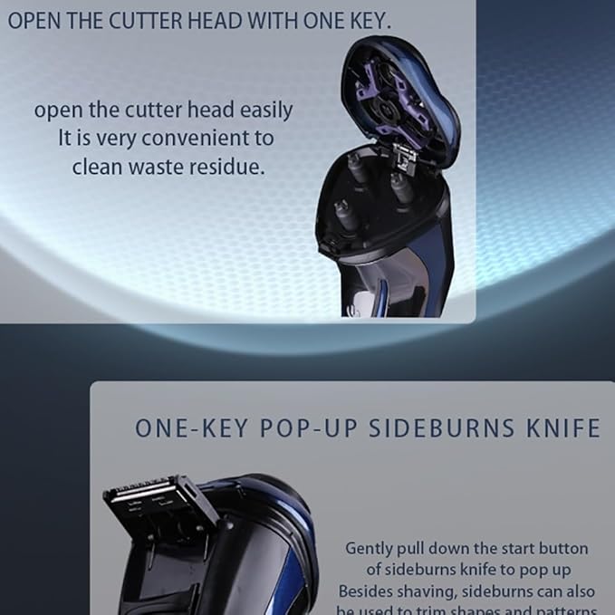 Head Shaver for Men Electric Shaver Bread Trimmer Wet &amp Dry Men's 3D Rotary Razor Painless Shaving Machine