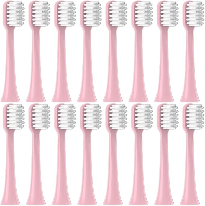 Replacement Toothbrush HeadsCompatible for EFZQ E10/E10C/E10S/F10 Soft Bristle Nozzles(16pcs)(16pink Soft Care)