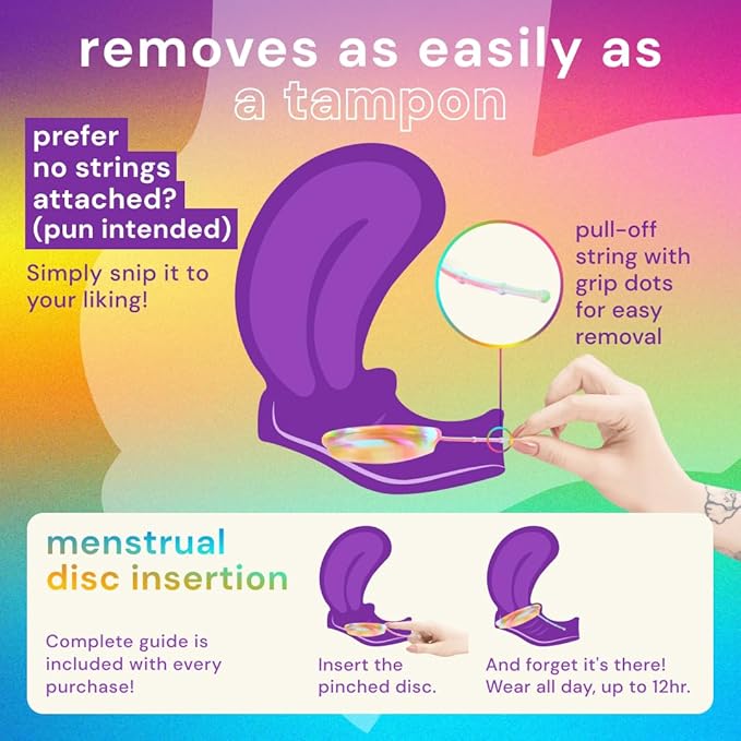 Bodyotics Proud Disc - 2-Pack Menstrual Disc (Small &amp Large) Body-Safe Silicone Discs - Reusable with Pull-Off String for Easy Insertion &amp Removal - 12-Hour Leak Protection - Includes Carrying