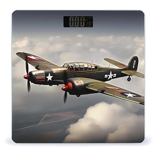 Digital Bathroom Scale for Body Weight Scale with Bright LCD Display High Accuracy Step-On Technology Auto On/Off World War 2 Aircraft Airplane Digital Scales 400 Lbs /180kg