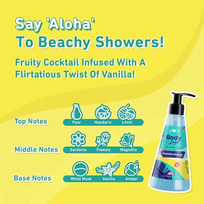 BodyLovin' Hawaiian Rumba Shower Gel | Sulphate-free Bodywash for all-skin types | Fresh Aqua Fragrance for Soft Skin | Nourishing Body Cleanser for long lasting freshness | 240 ml