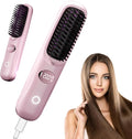 GoBrush Pro for Short HairPortable Straightener Brushes for Travel2026 gobrush pro Cordless Ceramic Hair Straightener with LCD Temperature DisplayFast Styling Brush (Pink)