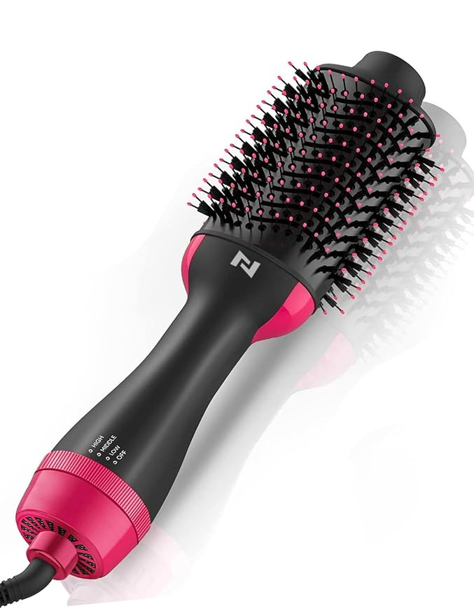 Nurifi Hair Dryer Brush Blow Dryer Brush in One 4 in 1 Hair Dryer and Styler Volumizer with Negative Ion Hot Air Brush Hair Straightener Curling Brush Oval Shape