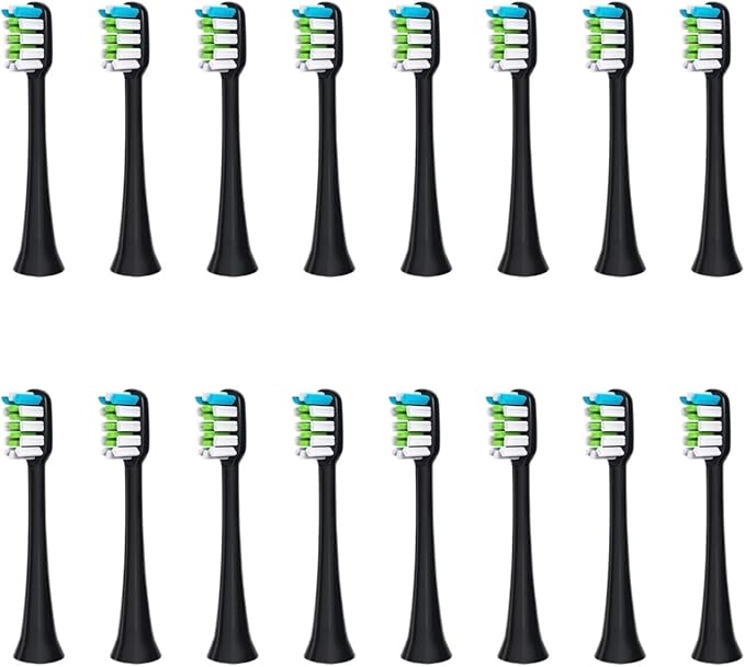 Replacement Toothbrush HeadsCompatible for SOUNESS SN903/SN901/905/601/SN801/SN810/SN201/SNK01/ST802/ST903 Nozzle(16black Whitening)