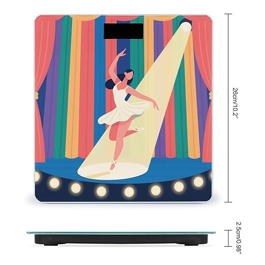 Dancer on Stage Weight Scale Cute Bathroom Scale for Body Highly Accurate Digital Weighing Machine for People Compact LCD Display Scales with Sturdy Toughened Glass Scales