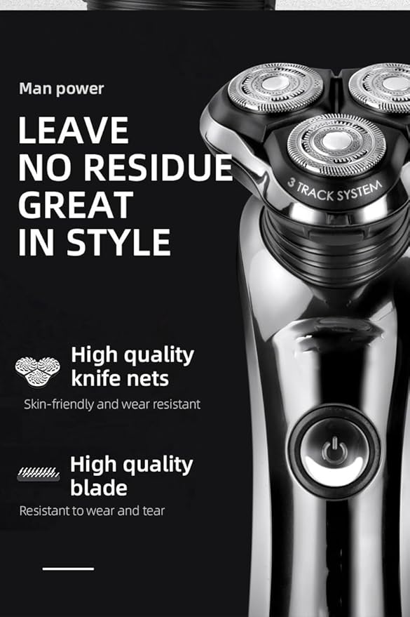 Men's Electric Shaver Waterproof 3D Rotary Shaver Fast Rechargeable with Intelligent Cleaning System Facial Shaver
