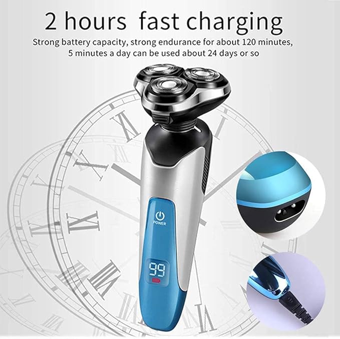 Electric Razor Electric Shavers for Men Dry Wet Waterproof Mens Rotary Facial Shaver Face Shaver Cordless Travel USB Rechargeable with Beard Trimmer LED Display for Shaving Husband Dad
