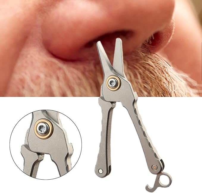 Titanium Alloy Round Nose Scissors Multipurpose Facial Hair Trimmer for Eyebrows Beard and Cuticles
