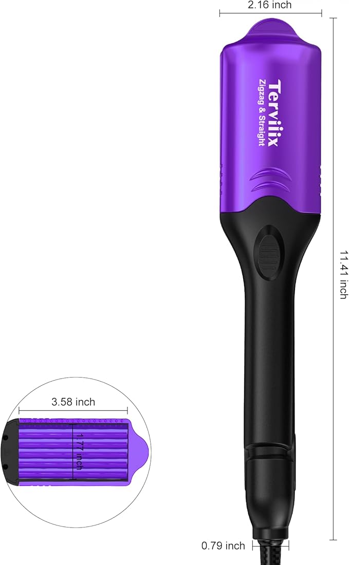 Terviiix Crimper Hair Iron with 4 Interchangeable Plates Keratin &amp Argan Oil Infused Hair Crimper for Women Volumizing Crimping Iron for Thin Fine Hair 5 Heat Settings &amp 60 Mins Auto Off P