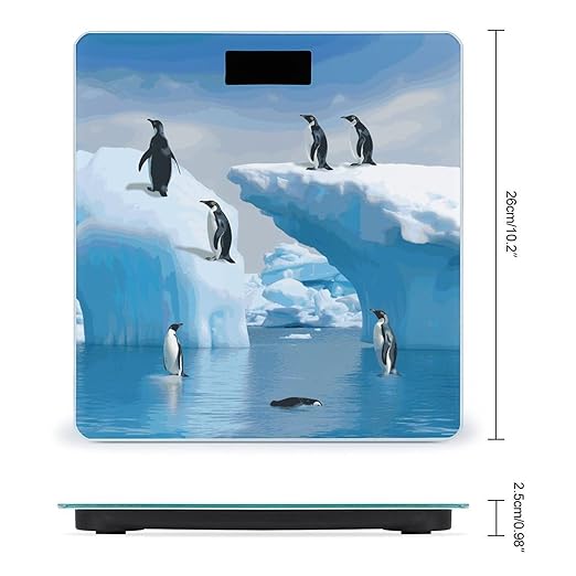Penguins On The Iceberg Weight Scale Digital Electronic Scales Bathroom Scale Larg LCD Backlight Display High Precisio MeasurementsTempered Glass