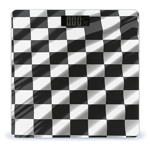 Black White Race Checkered Flag Bathroom ScaleHighly Accurate Digital Weighing Machine for People Bright LED Display Weight Scale for The Aldult Home Use
