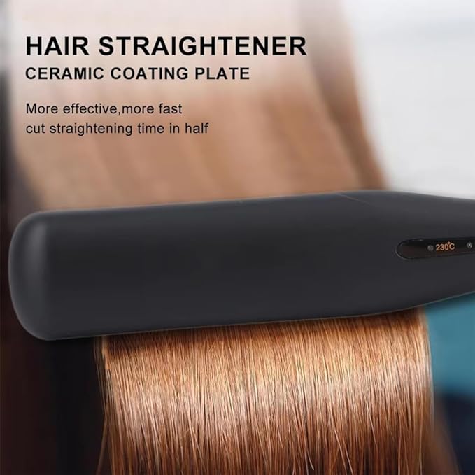 Professional Hair Straightener with Ceramic Coating Plates Black and Rose Gold Fast PTC Heater Technology 2-in-1 Straightening and Curling Iron