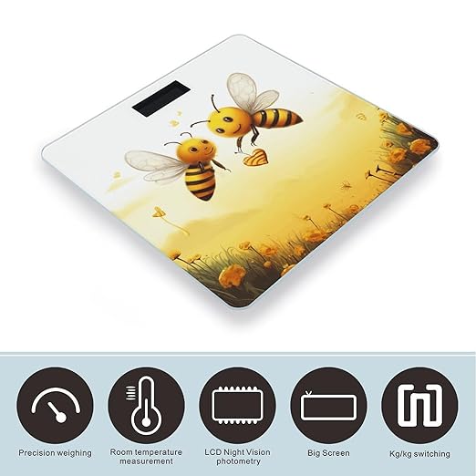 Bee Love Honey Bathroom Scale Weight Scale for Body WeightHighly Accurate Digital Weighing Machine Clear LED Display Digital Bathroom Body Scale 400lb/182kg