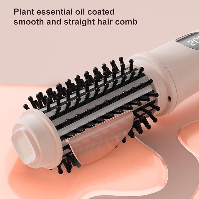 2-in-1 Rechargeable Curling Iron &amp Straightener Brush Cordless Hair Styler - 30s Fast Heat Adjustable 230°F-428°F 4500mAh Battery for 30 Min Use Ceramic Coated - Travel &amp Home Styling Tool