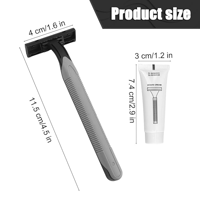 Disposable Razors in Bulk Pack of 120Black Bulk Razors Disposable Individually Wrapped Twin Blade Disposable Shaving Razors with Shaving Cream and Clear Cap Set for HomelessHotelCharityTravel