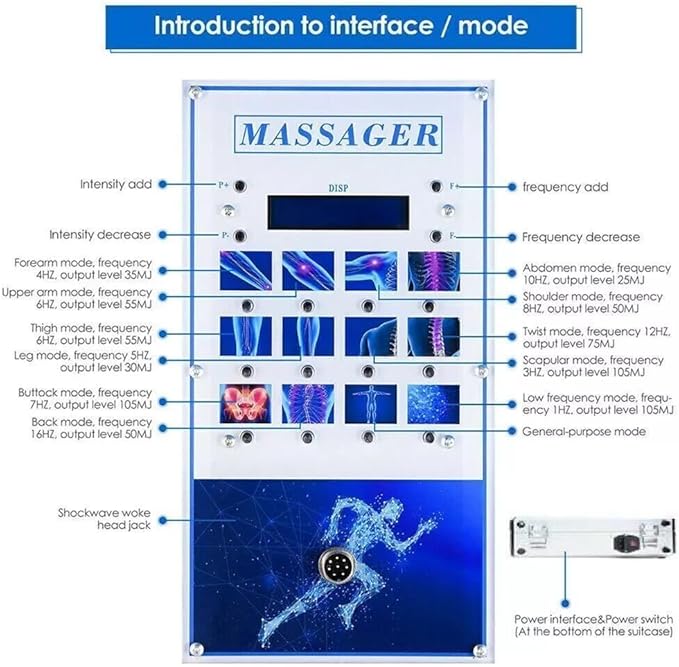Electric Shockwave Therapy Machine Shock Wave Therapy Device Body Massager Joint Pain Relief Focused Shockwave Machine Non-Invasive Therapy for Back Golf Elbow Plantar Fasciitis Body Relaxion