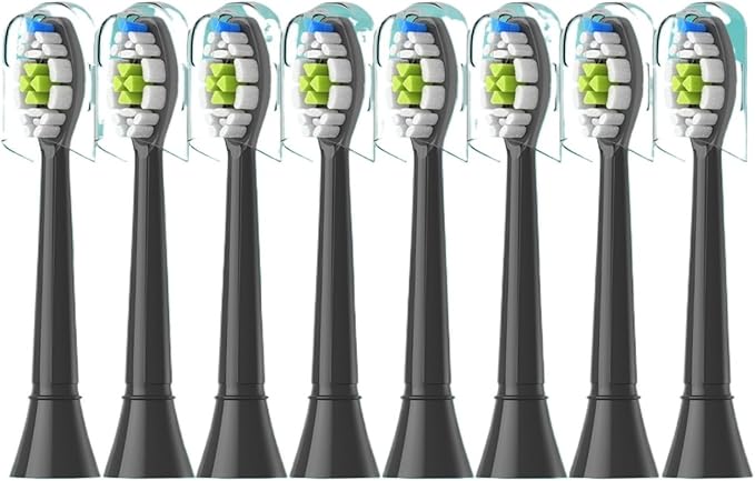 Compatible for 4/8pcs Replacement Toothbrush Heads Compatible with Philips Sonicare Soft Electric Brush Head 4100 6500 6100 7500 5(8pcs Black)