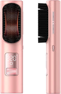 Cordless Hair Straightener Brush Mini Brush Straightener for TravelPortable Straightening Brush for WomenHot Comb Styling Tools &amp Appliances Pink