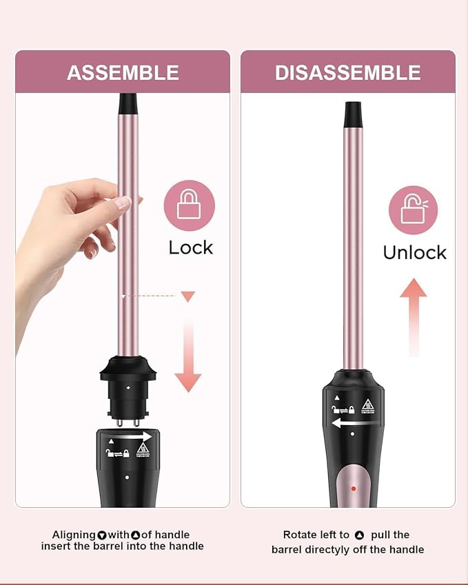Wand Curling Iron Set 3 in 1 Curling Iron with Interchangeable Barrels (0.35 1 1.25) for Versatile Curls Fast Heating Curling Wand Hair Waver Crimper Hair Tool Ideal for Gifts