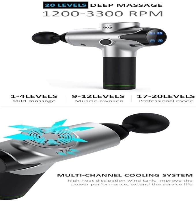 Marycan Handheld Quiet Percussion MassagerDeep Tissue Handheld Massager Back Muscle Soreness and Recovery for Athletes (Color : Black)