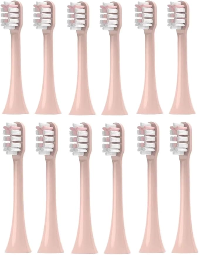 Replacement Brush Heads Compatible for V1/X1/X3/X5/X3U/X3PRO/v1/v2 Toothbrush Soft Bristle Nozzles（12pcs）(Pink)