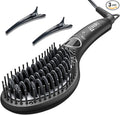JINRI Volumizing Hair Iron Hair Straightener Brush Adjustable Temp 360 ° Tail Rotation Lasting Hair Volume for Short Or Thin Black