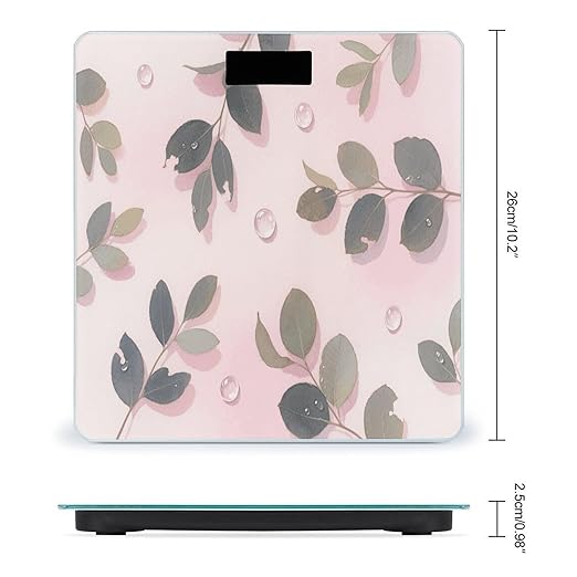 Eucalyptus Leaves Watercolor Weight Scale Large Digital Bathroom Scales with Bright LED Display Non Slip Digital Scale and Step On Fashion Weighing Machine for Body