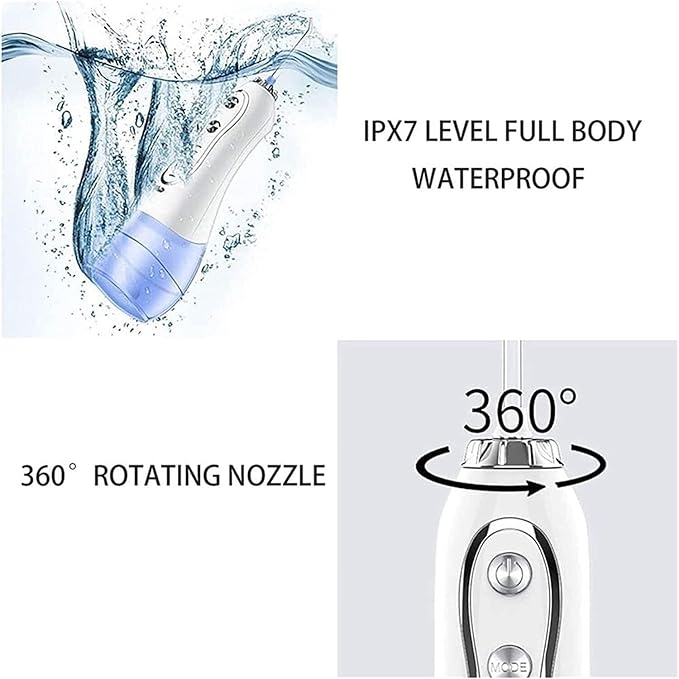Water Flosser Cordless Dental Oral Irrigator 300ML Portable and Rechargeable IPX7 Waterproof 5 Modes Water Flosser with Cleanable Water Tank for Home and Travel Braces &amp Bridges Care