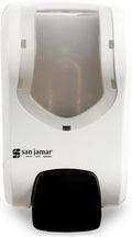 San Jamar Summit Rely Soap &amp Sanitizer Dispenser Manual Wall-Mounted Liquid &amp Lotion Dispensing for Bathroom and Kitchen Plastic 900 mL White