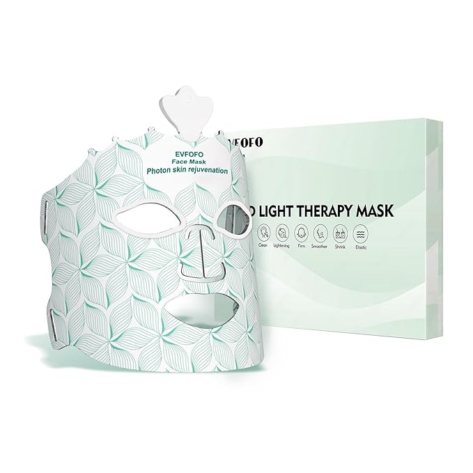 Red Light Therapy for Face Light Therapy Mask for Firming Wrinkles &amp Acne Wireless Red &amp 850nm Infrared Light Silicone Mask 7-Color LED Face Mask Portable for Use at Home &amp Travel Gre