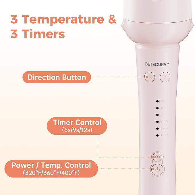 5 in 1 Automatic Curling Iron Set with Interchangeable Ceramic Barrels Straightening &amp Volumizing Brush 3 Temp &amp Timer Fast Heating Dual Voltage – 0.5/1/1.25 Inch Set