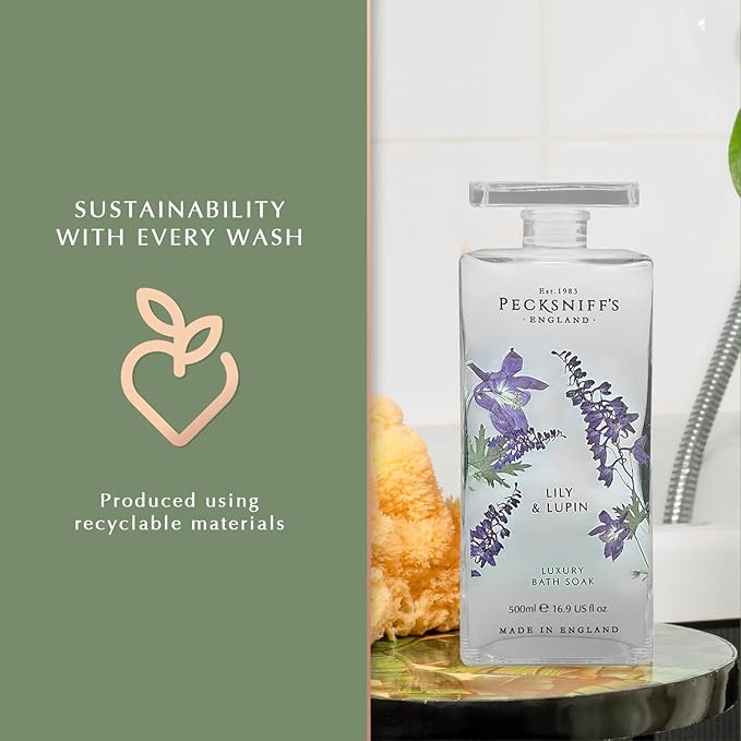 Pecksniff's Lily &amp Lupin Bath Soak Decanter | 500ml/16.9 Fl Oz