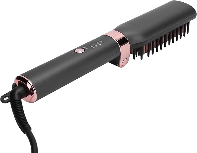 Straightening Comb for Hair Electric Folding Straightener Brush 2-in-1 Hot Brush Hair Straightener Compatiable for Home Salon Travel(US)